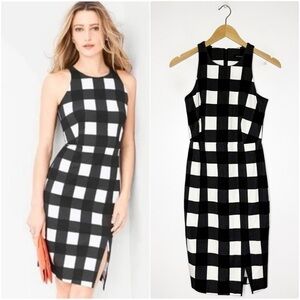 Banana Republic Black and White Checkered Midi Dress